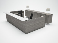 Gray U Shaped Reception Desk For 2 People