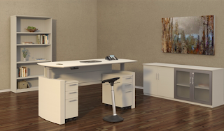 electric sit to stand desk - mayline medina collection