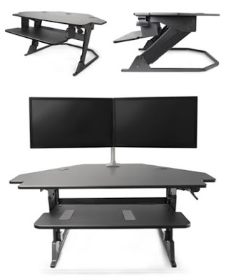 sit to stand attachment for a corner workstation