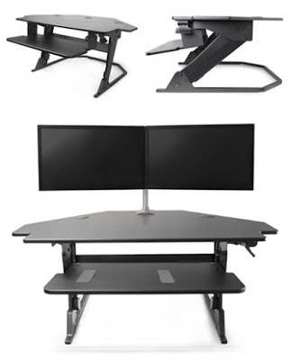 Volante corner workstation for sit to stand computing