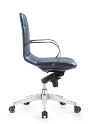 Marie Blue Leather Office Chair - Side View Marie Blue Leather Office Chair - Side View