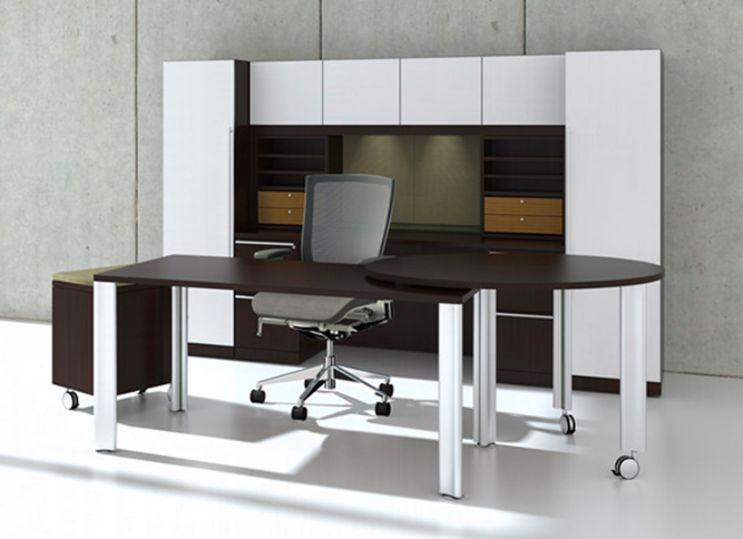 Cherryman Verde Modern White Glass Executive Desk Set Vl 707n