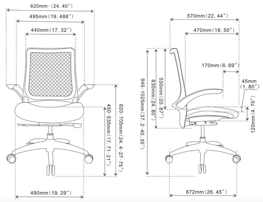 Office Chair Size Chart