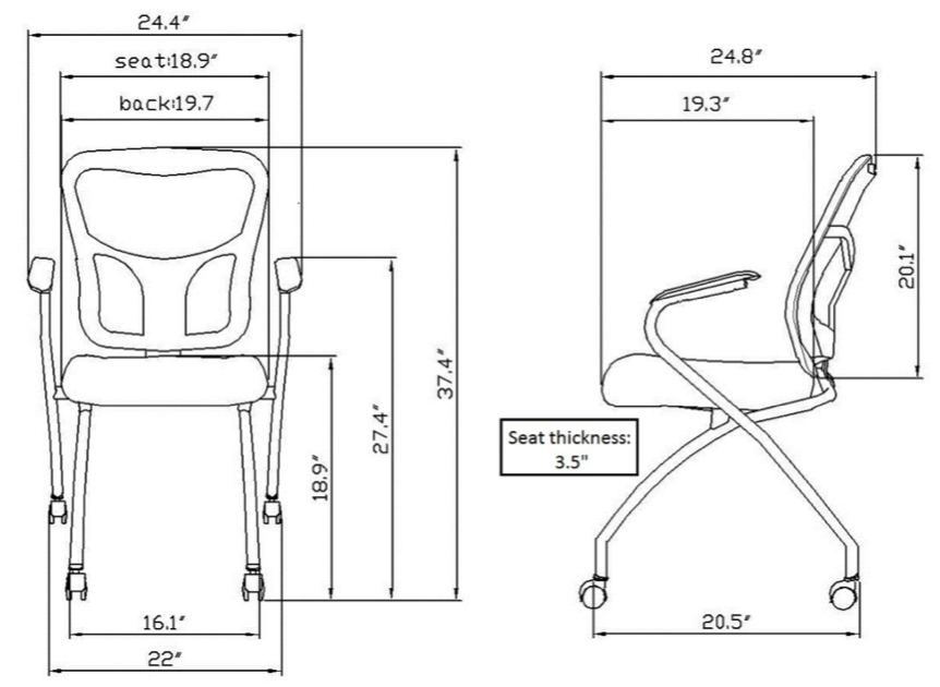 Eurotech Seating Flip Series Nesting Chair With Arms 2 Pack