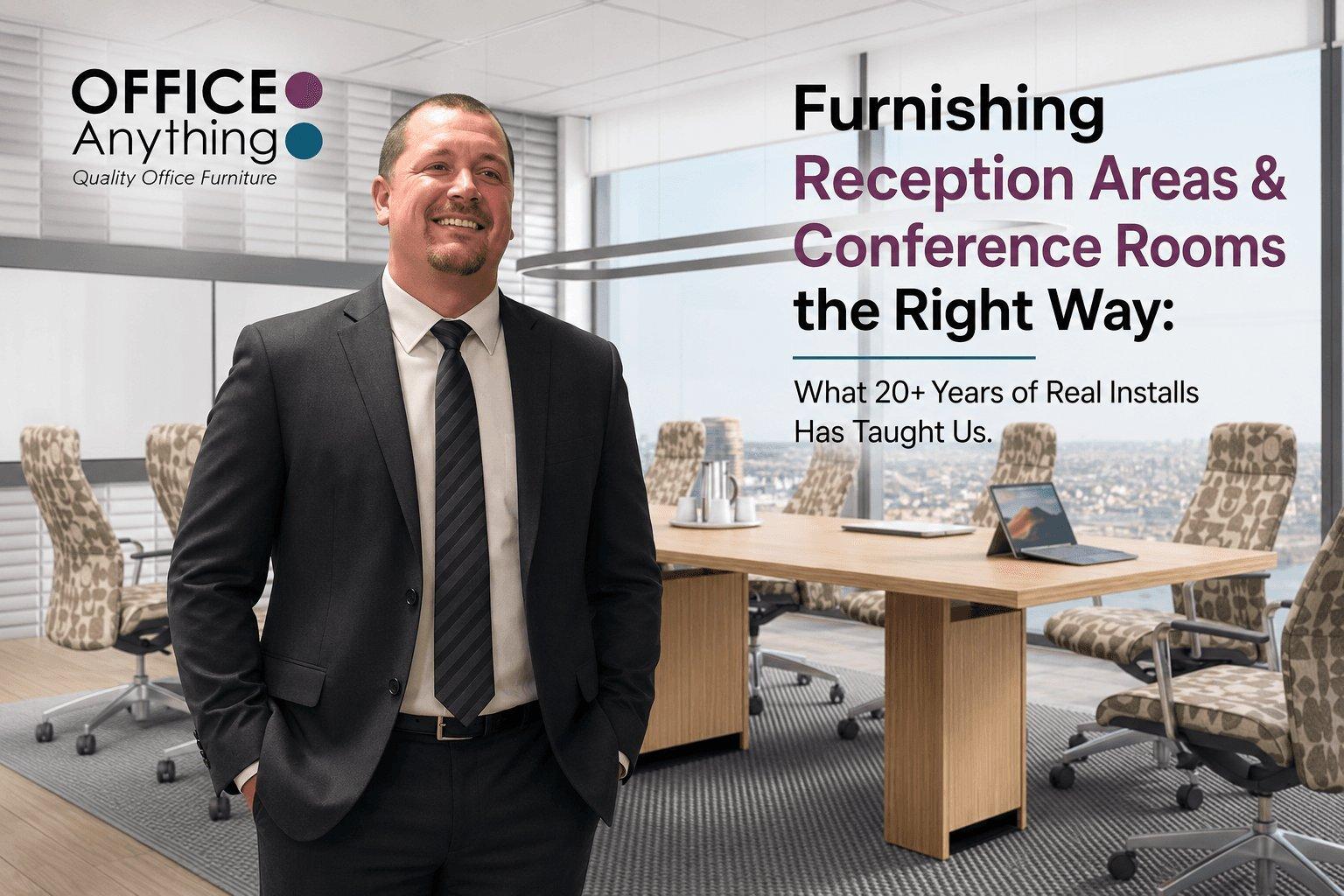 Phillip in a conference room furnished with Office Anything furniture